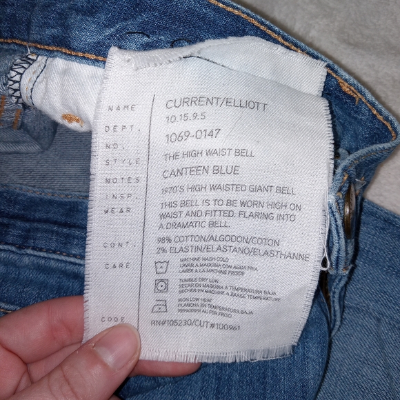 Current/Elliott High Waist Bell Jeans Canteen Blue 70s High Rise Flare Sz 29 EUC - Picture 5 of 14